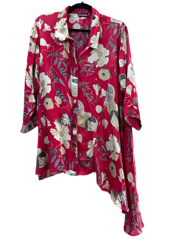 Silk Tunic #Dahlia_Red_Floral