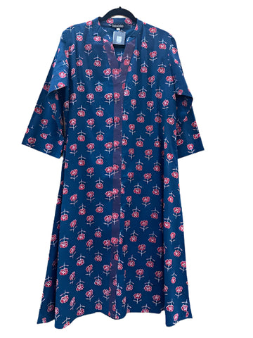 Cotton Dress#Red Blue Floral _L