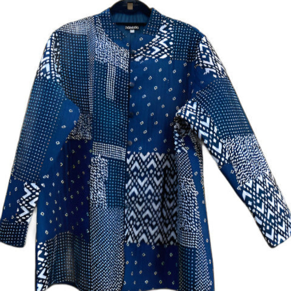 Quilted Silk Vest #222 Navy White