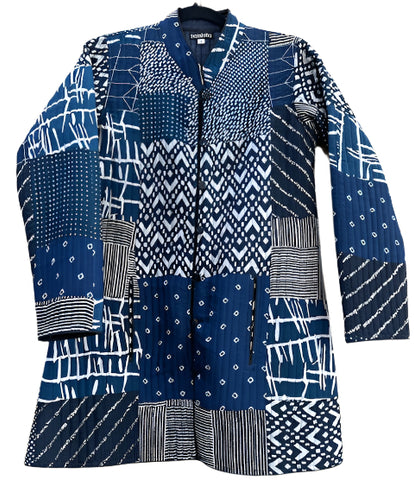 Quilted Silk Vest #222 Navy White