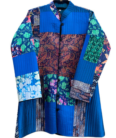 Quilted Silk Vest #224 Blue Fantasy