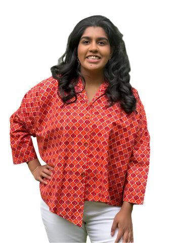 Mystic Shirt #Cotton_Mosaic_Red_Orange