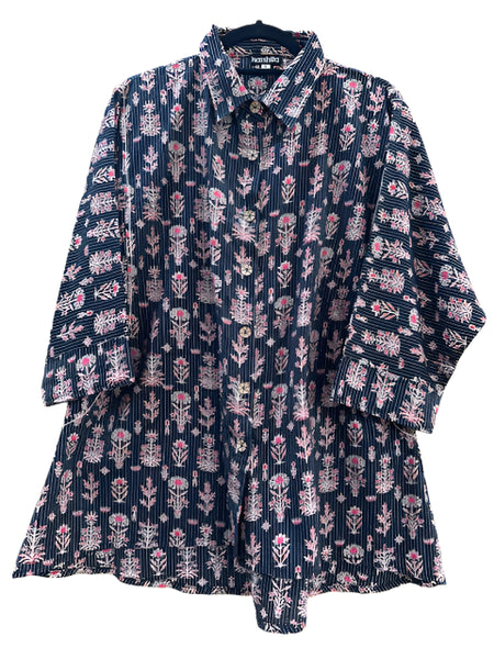 Mystic Shirt #Swing_Folk_Floral_Stripe_M