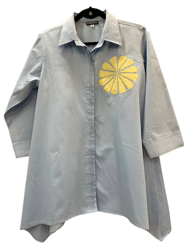 Silk Tunic #Talia_Cyanl_Blue_Yellow_Flower