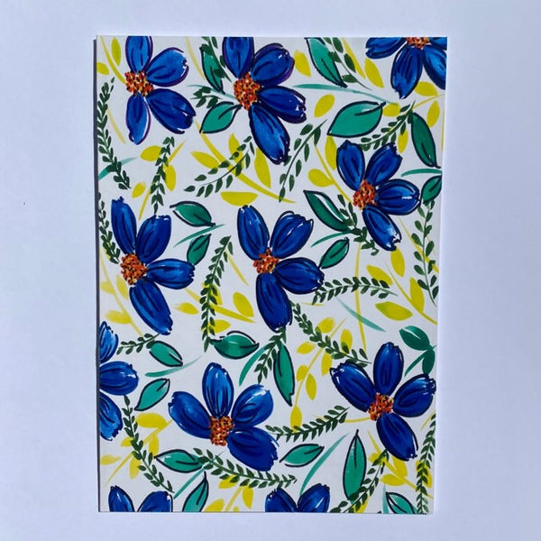 Hand Painted Assorted Large Blue Floral