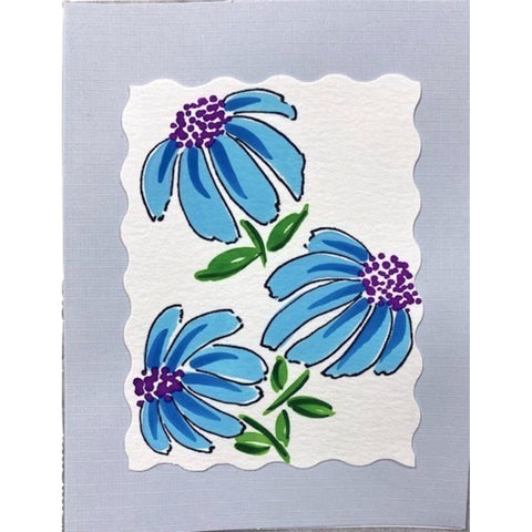 Hand painted Blue Echinacea