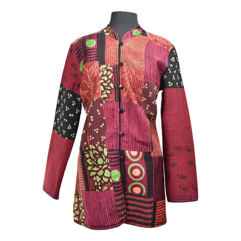 Quilted Silk Vest #25 Maroon