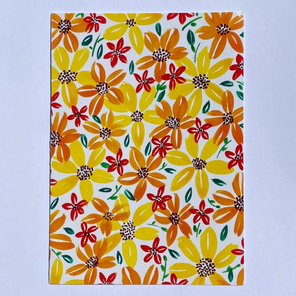 Hand Painted Multi Yellow Floral