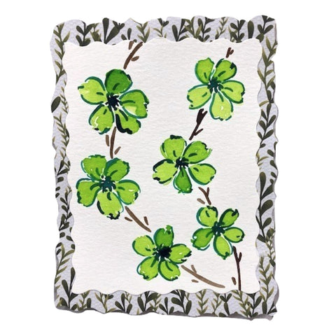 Hand Painted Green Cherry Blossom