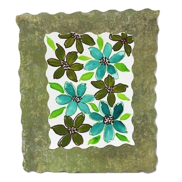 Hand Painted Green Daisy
