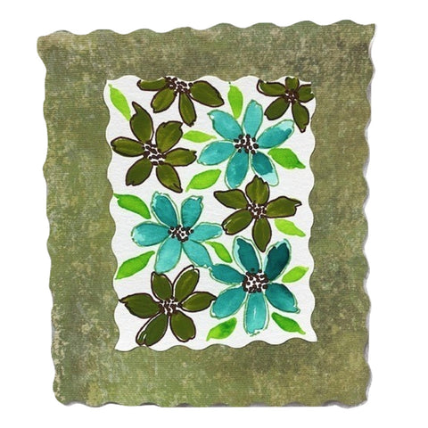 Hand Painted Green Daisy