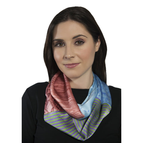 Infinity Scarf #5 Rose Red and Blue