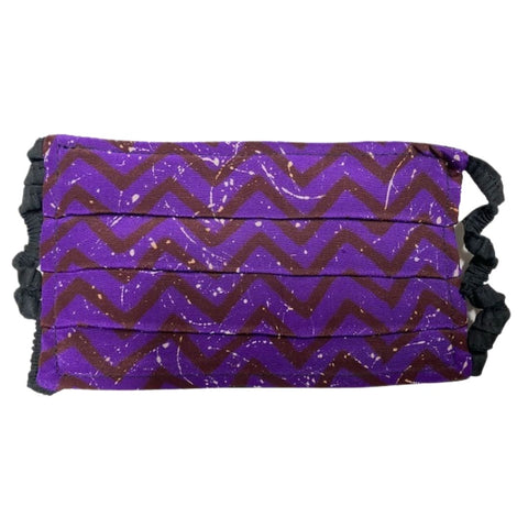 Elastic Pleated Mask in Hyacinth Zigzag