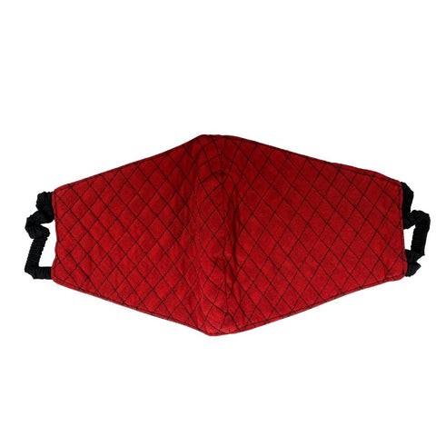 Quilted Elastic Mask in Red Satin
