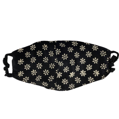 Elastic Mask in Black/Ivory Daisy