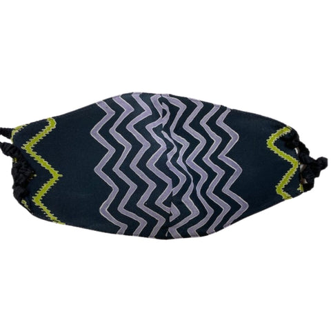 Elastic Mask in Charcoal/Lime Zigzag