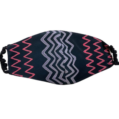 Elastic Mask in Charcoal/Coral Zigzag