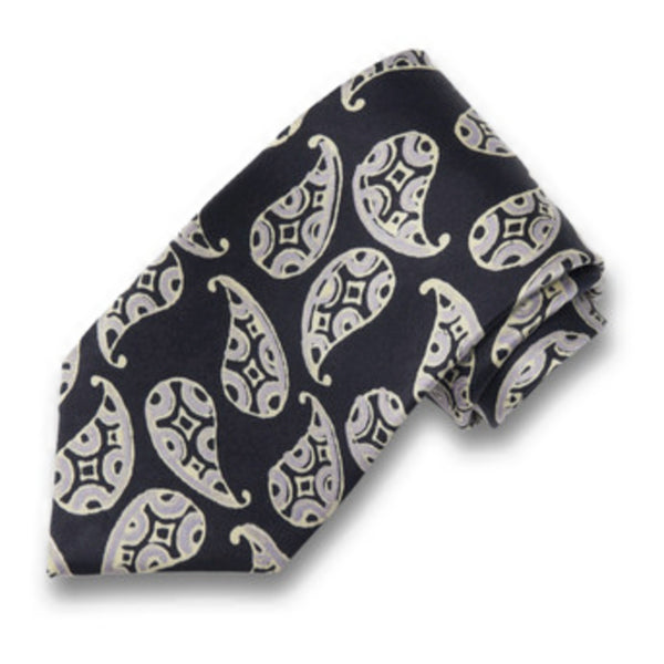Neck Tie - Black Gray Ivory #25