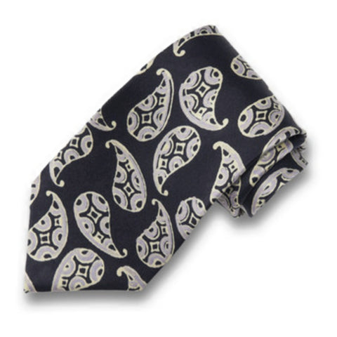 Neck Tie - Black Gray Ivory #25
