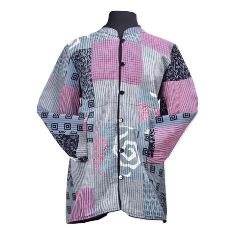 Quilted Silk Vest #8 Steelgray