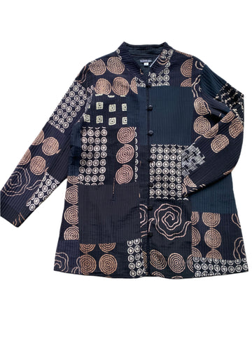 Quilted Silk Vest #27 Black/Ivory