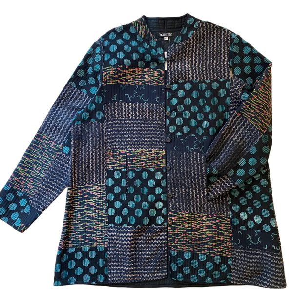 Quilted Silk Vest #51 Black/Teal