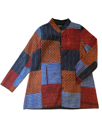 Quilted Silk Vest #65 Midnight Ocean