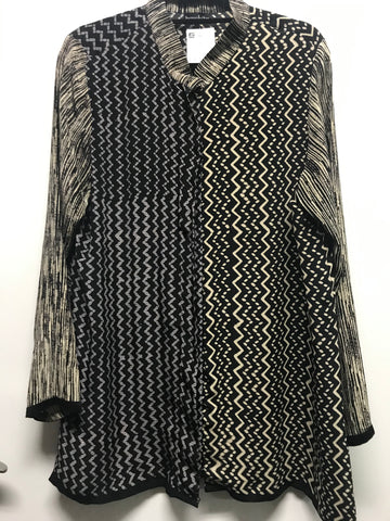 Long Shirt Black/Ivory/Gray Wave