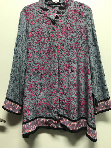 Long Shirt Steelgray Cabbage Roses