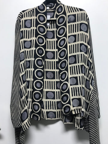 Kimono Jacket #32 Black/Ivory/Gray