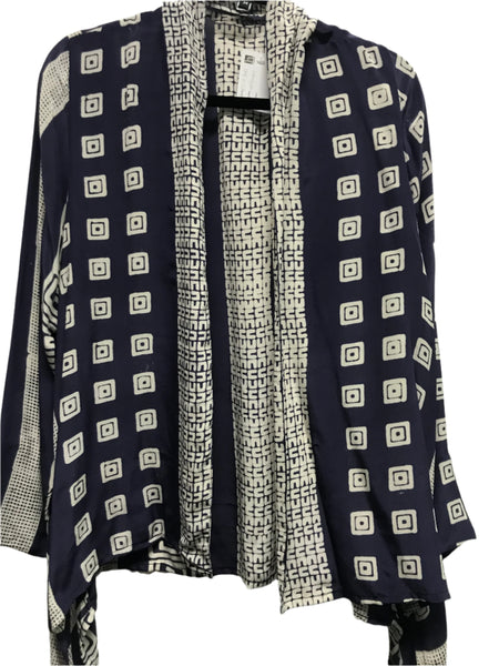 Kimono Jacket #4 White/Navy
