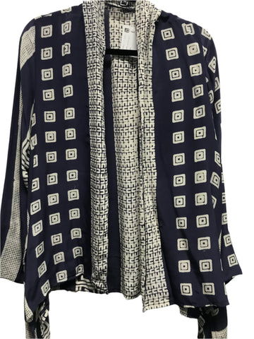 Kimono Jacket #4 White/Navy