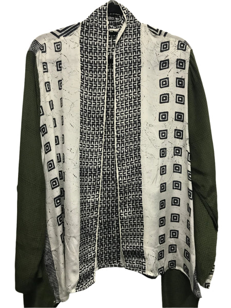 Kimono Jacket #4 Black/White/Olive
