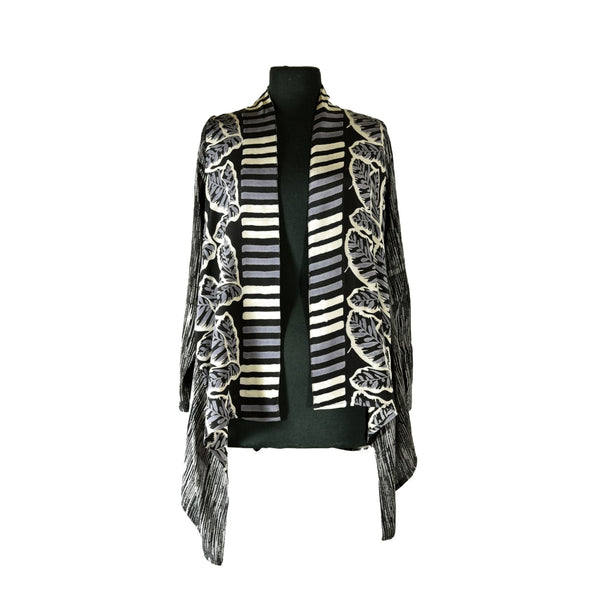 Kimono Jacket #35 Black/Ivory/Gray