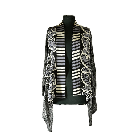 Kimono Jacket #35 Black/Ivory/Gray