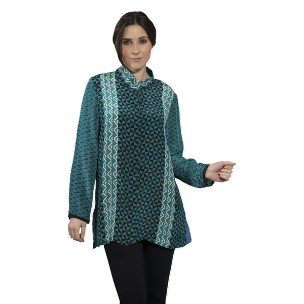 Long Shirt Teal Geometric