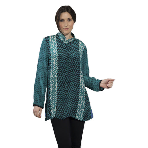 Long Shirt Teal Geometric