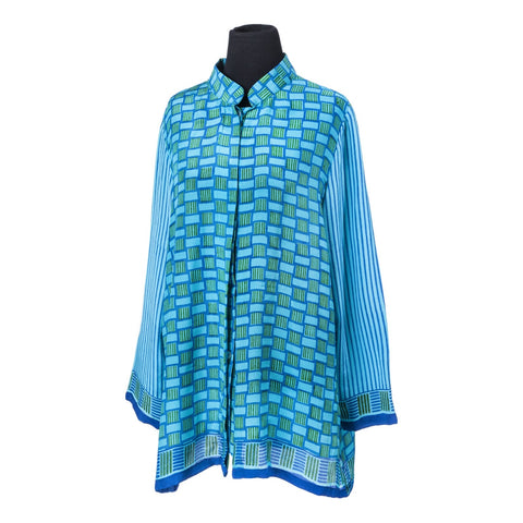 Long Shirt Turquoise Weave